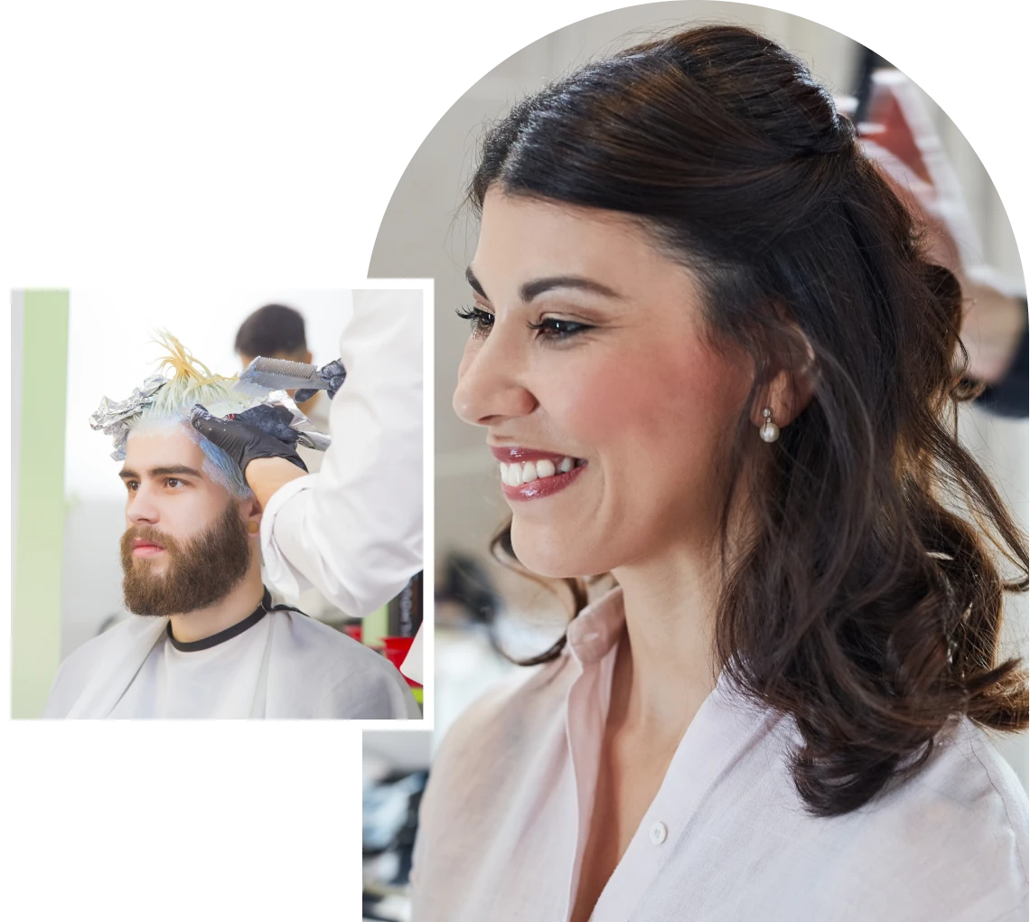 Woman with styled hair smiling