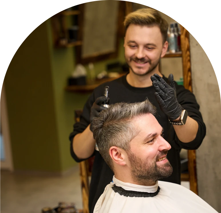 Man getting a haircut at salon